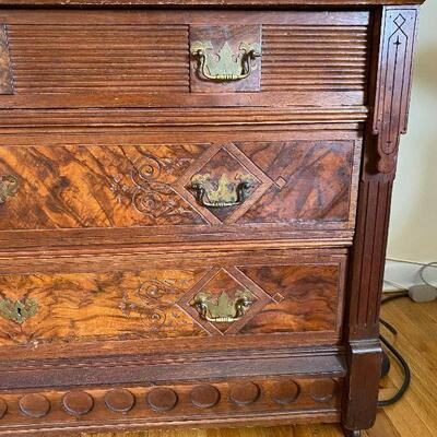 Burlwood Walnut Marble Top Sideboard