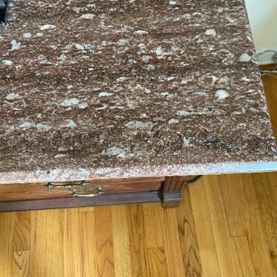 Burlwood Walnut Marble Top Sideboard