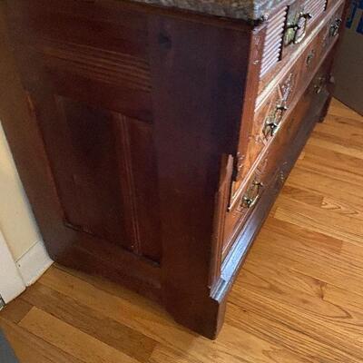 Burlwood Walnut Marble Top Sideboard