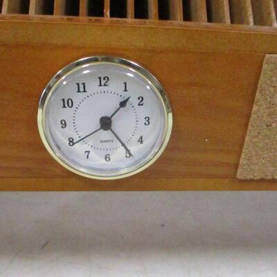 Lot 14 - Office Desk Organizer With Clock