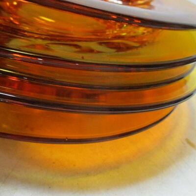 Lot 53 - Amber Depression Fostoria Glass Plates With Matching Cups 