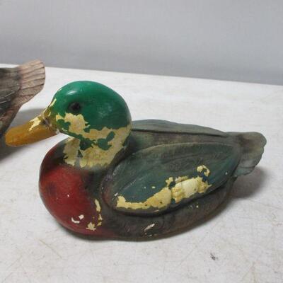 Lot 58 - Ceramic Concrete & Wooden Ducks  