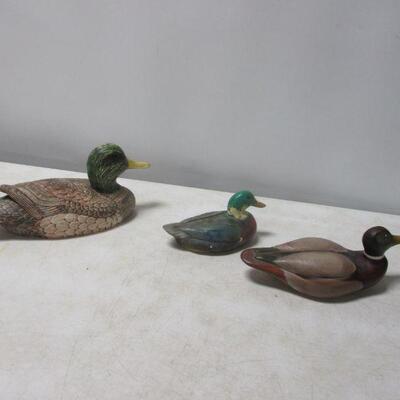 Lot 58 - Ceramic Concrete & Wooden Ducks  