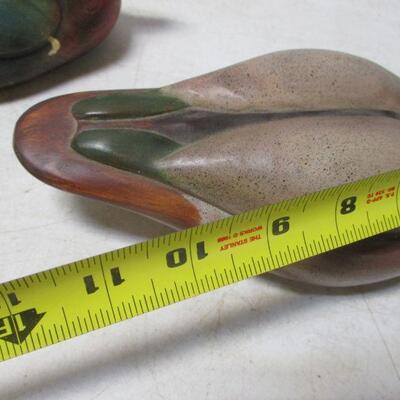 Lot 58 - Ceramic Concrete & Wooden Ducks  