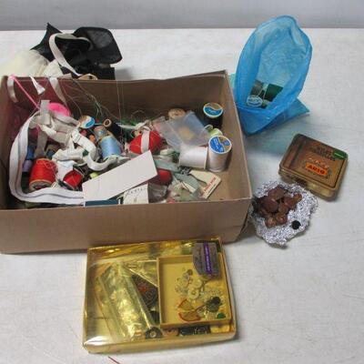Lot 64 - Box Lot Of Various Sewing Items 