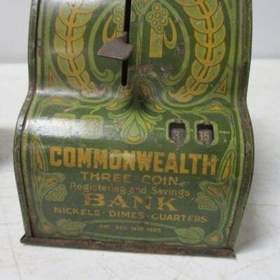 Lot 70 - Rare! Vintage Advertising Items includes Commonwealth Coin Bank, Schlitz Lighter, and More