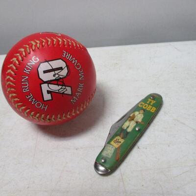 Lot 74 - Mark McGwire Baseball & Ty Cobb Pocket Knife