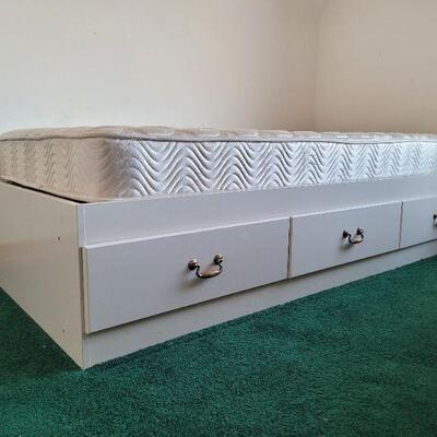 Lot #8: Vintage Platform Bed w/ Free Mattress 77" x 39" x 15"