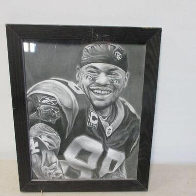 Lot 170 - Local Artist Framed Steve Smith Carolina Panthers