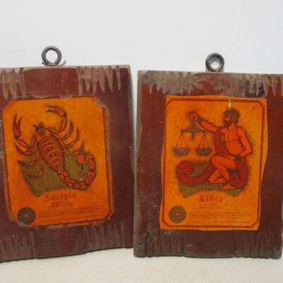 Lot 174 - Scorpio & Libra Wooden Signs 