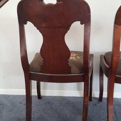 Lot 5: (2) Antique Chairs with Needlepoint Seat Cushions 