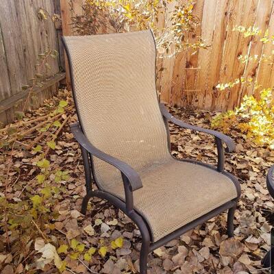 Lot 6: (2) Outdoor Chairs and Small Glass Top Side Table