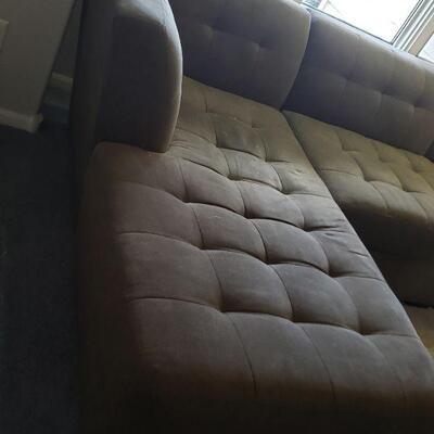 Lot 32: Gray Linen Couch (3 parts)