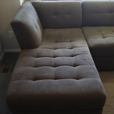 Lot 32: Gray Linen Couch (3 parts)