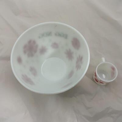 (4) Vintage | Fire King Egg Nog Bowl & 6 Mugs