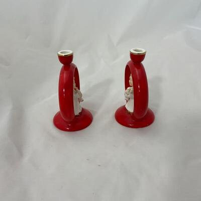 (9) Vintage | Norcrest Santa & Mrs Claus | Two Japan Angel Candleholders