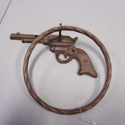 Lot 184 - Cast Iron Gun Towel Holder