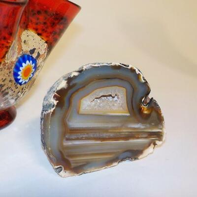 South west artifacts precious  stone and quartz hand painted art glass.