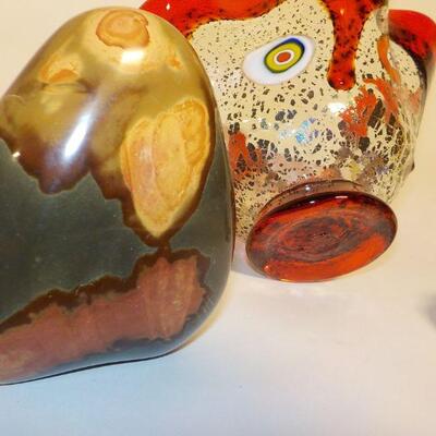 South west artifacts precious  stone and quartz hand painted art glass.