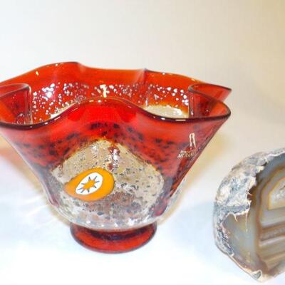 South west artifacts precious  stone and quartz hand painted art glass.