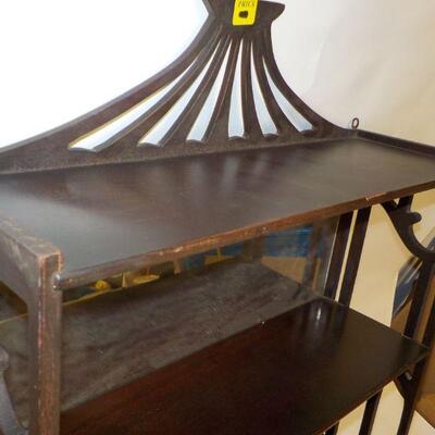 Solid wood design nic-nack  holder with mirror.