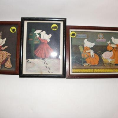 3 vintage 1800's style child lithographs.