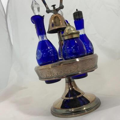 .14. Antique | Cobalt Cruet Set with Bell