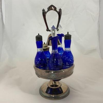 .14. Antique | Cobalt Cruet Set with Bell