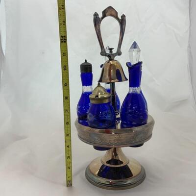 .14. Antique | Cobalt Cruet Set with Bell