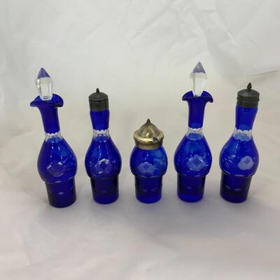 .14. Antique | Cobalt Cruet Set with Bell