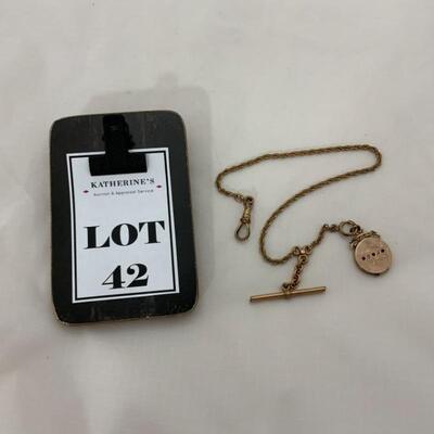 .42. Antique | Watch Fob | Rose GF Victorian | Garnets & Paste Stones