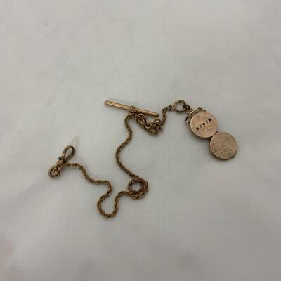 .42. Antique | Watch Fob | Rose GF Victorian | Garnets & Paste Stones