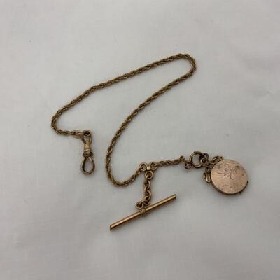 .42. Antique | Watch Fob | Rose GF Victorian | Garnets & Paste Stones