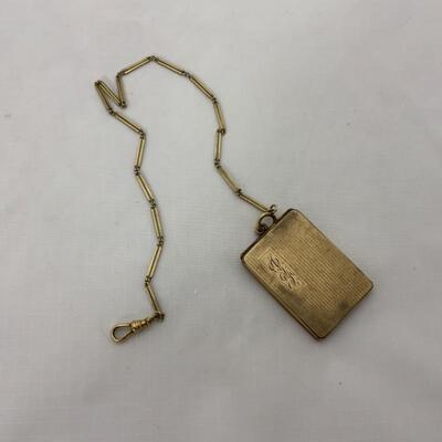 .46. Antique | GF | Square Locket/Watch Fob | 10K Chain