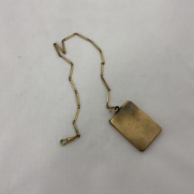 .46. Antique | GF | Square Locket/Watch Fob | 10K Chain