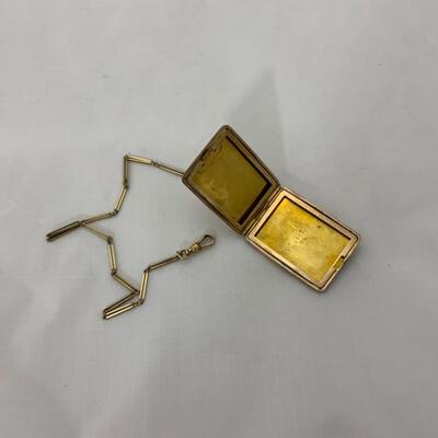 .46. Antique | GF | Square Locket/Watch Fob | 10K Chain