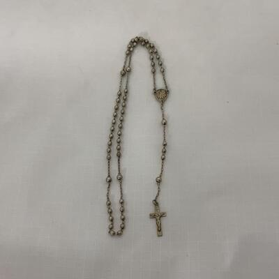 .48. Antique | Sterling Childâ€™s Rosary | Mesh Finger Bag