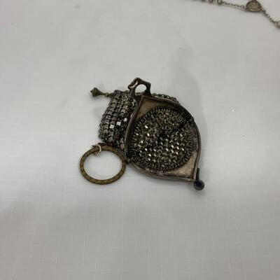 .48. Antique | Sterling Childâ€™s Rosary | Mesh Finger Bag