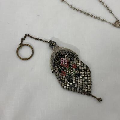 .48. Antique | Sterling Childâ€™s Rosary | Mesh Finger Bag