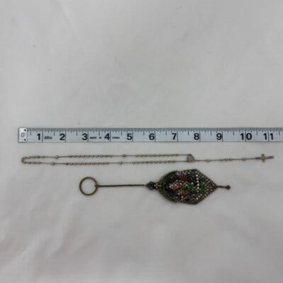 .48. Antique | Sterling Childâ€™s Rosary | Mesh Finger Bag