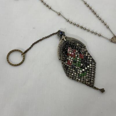.48. Antique | Sterling Childâ€™s Rosary | Mesh Finger Bag