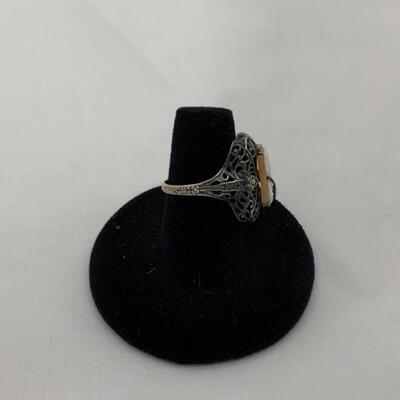 .57. Sterling | Enhable Style Cameo Ring | Marcasite | Edwardian
