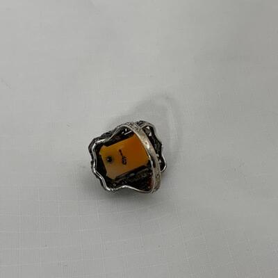 .57. Sterling | Enhable Style Cameo Ring | Marcasite | Edwardian