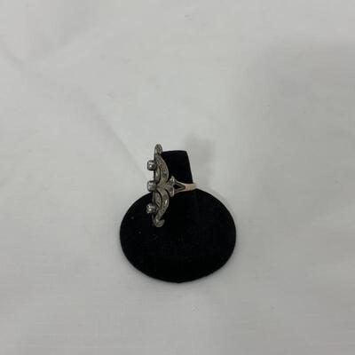 .60. Art Deco | Indian | Sterling & White Sapphire Ring