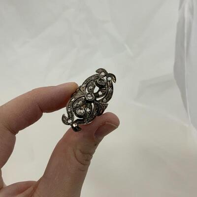 .60. Art Deco | Indian | Sterling & White Sapphire Ring