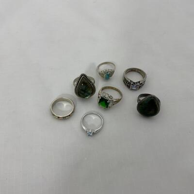 .64. Seven Sterling-Marked Rings | 25g