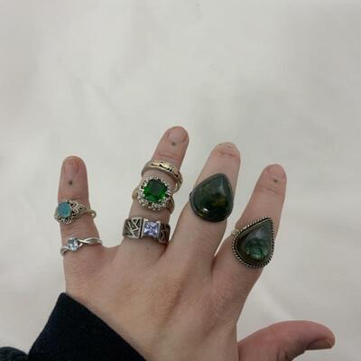 .64. Seven Sterling-Marked Rings | 25g