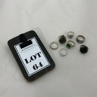 .64. Seven Sterling-Marked Rings | 25g
