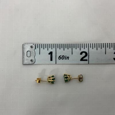 .71. 10K Gold Earrings | Emerald Colored Stone