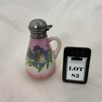 .82. Antique | Hand Painted | Glass Syrup Server
